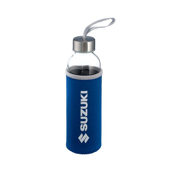 Suzuki Glass Water Bottle 500ml - Blue Overhead